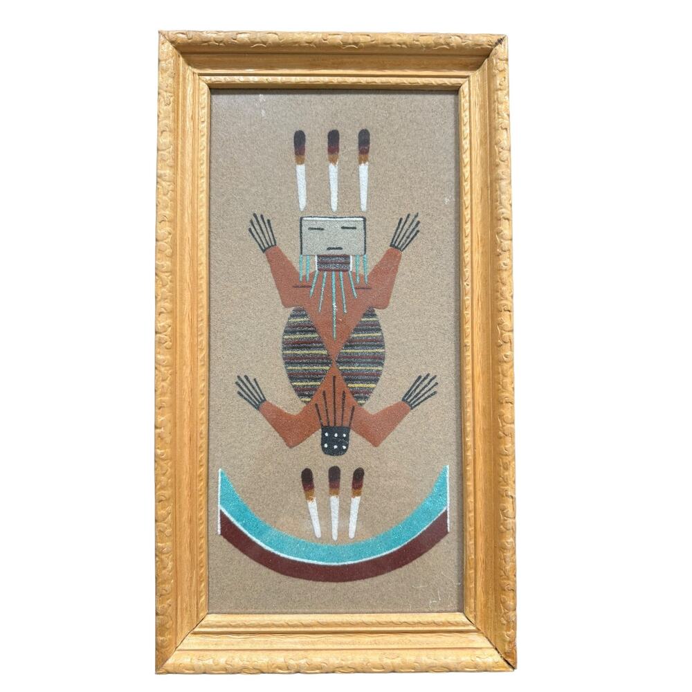 Vintage 1981 Mesa Verde Navajo Sandpainting Water Creature